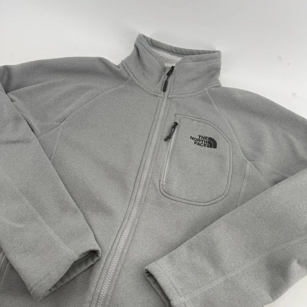 The North Face Mens Gray Fleece Lined Full Zip Jacket Small Raglan Sleeve 1777